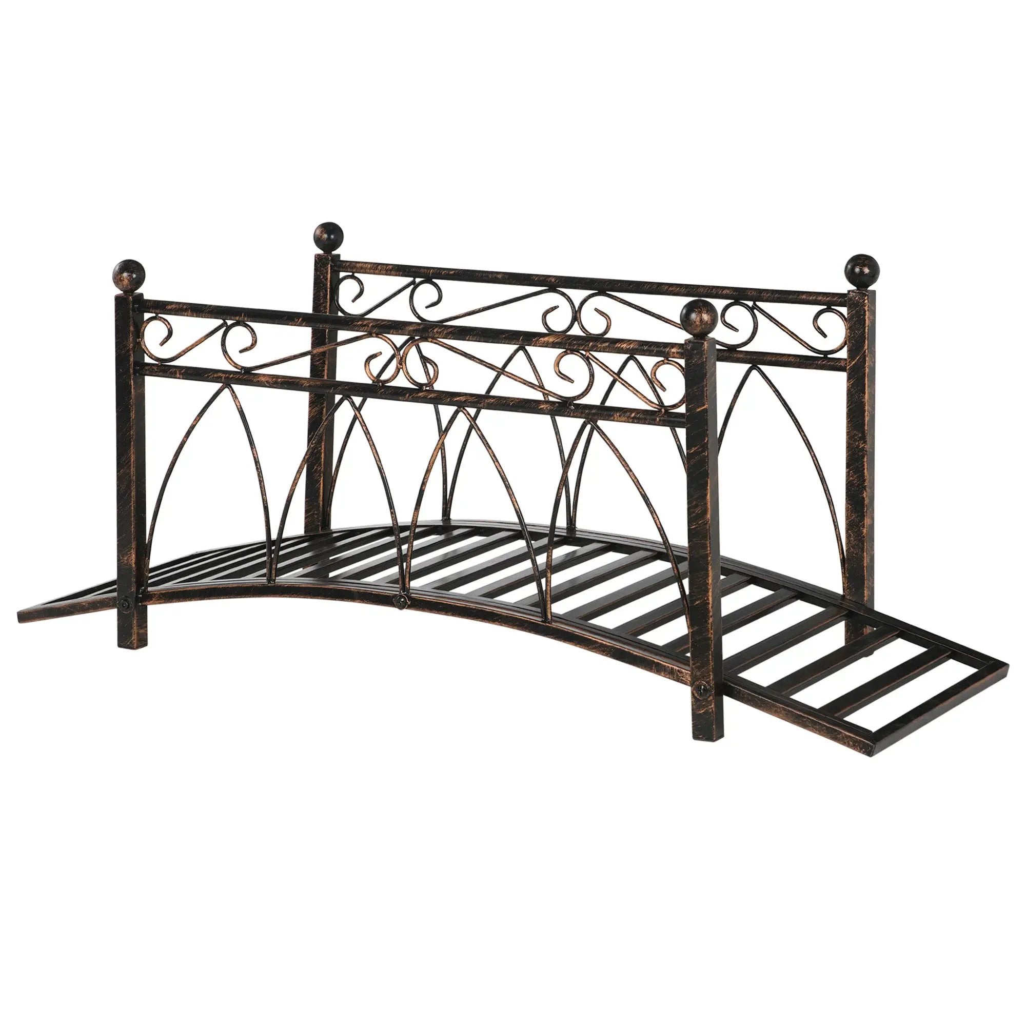 Outsunny 3.3' Metal Arch Zen Garden Bridge with Safety Siderails by HouseOfZazla
