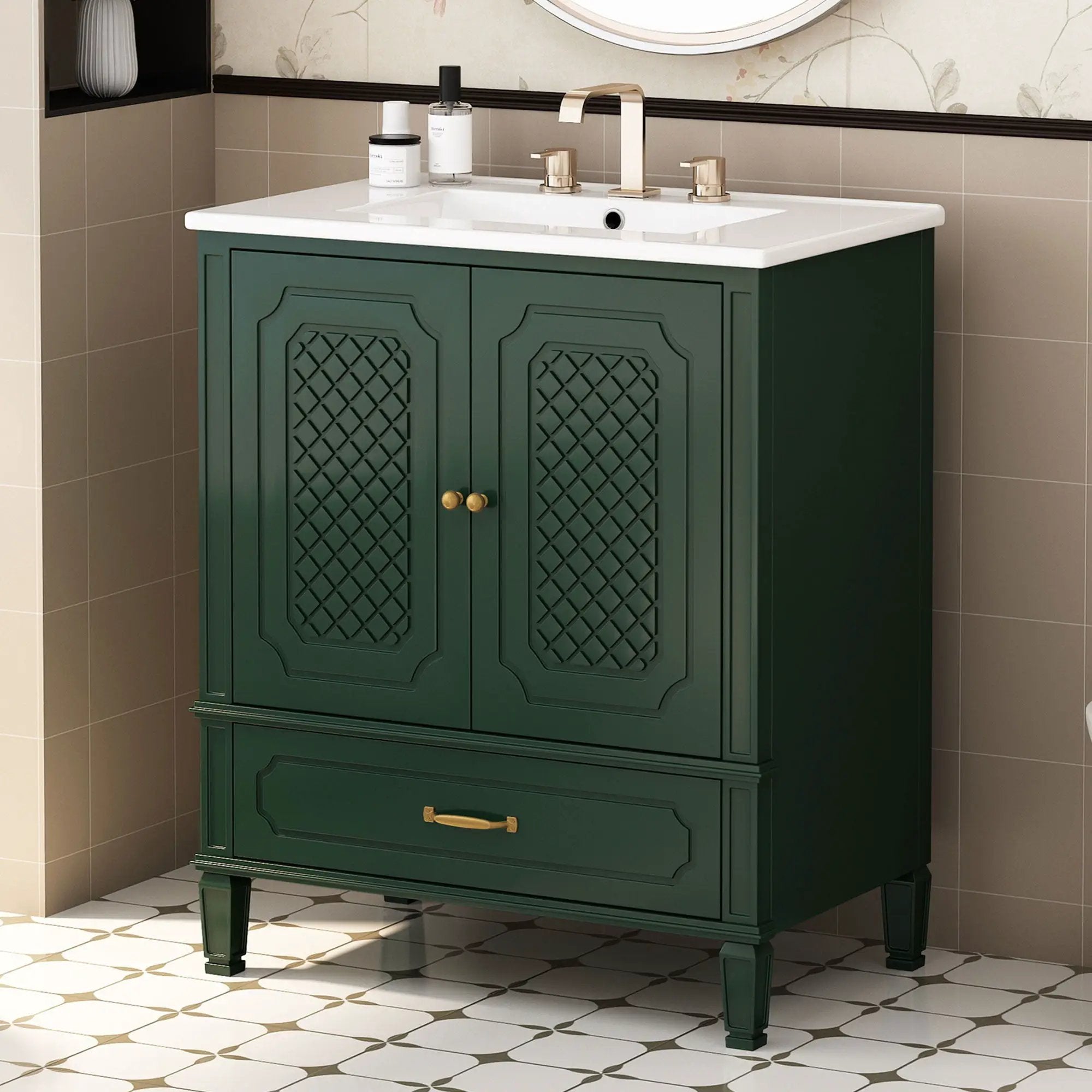 Bathroom Vanity With Sink, Soft Closing Door, Multi Functional Storage by HouseOfZazla