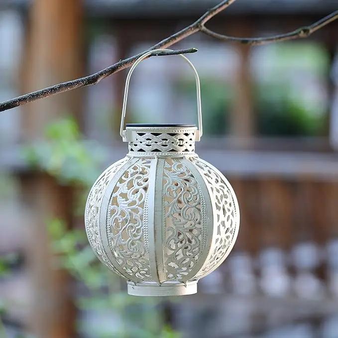 MAGGIFT 2 Pack Hanging Solar Lights for Outside,Solar Lanterns Outdoor Waterproof,Retro Hanging Lantern with Handle for Yard, Garden Decor, Gardening Gifts, Mom Birthday Gift, Beige White by GreenHaven Gardens