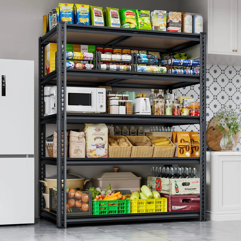 72"H Storage Shelves heavy duty, 2000LBS Garage Shelving, 5 Tier Metal Shelving Unit Adjustable Garage Shelves Rack Shelf for Storage Warehouse Pantry Closet,35.6" W × 16" D × 72" H, Black, 2PCS by GreenHaven Gardens