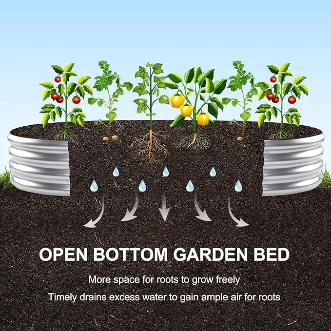 Land Guard Galvanized Raised Garden Beds Outdoor with 2 Magnetic Solar-Powered Lights(Grey), Metal Planter Raised Beds, 4×2×1Ft Metal Raised Garden Beds for Gardening, Vegetables, Flowers by GreenHaven Gardens