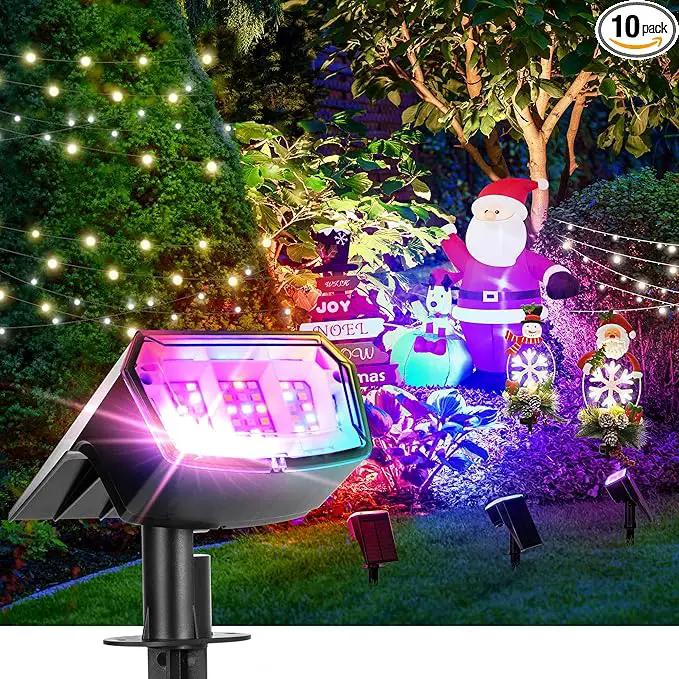 Solar Spot Lights Outdoor, 9 Lighting Modes RGB, Solar Lights Outdoor Waterproof IP65, 63 LED Landscape Spotlights for Holiday Decorations-10 Pack by GreenHaven Gardens