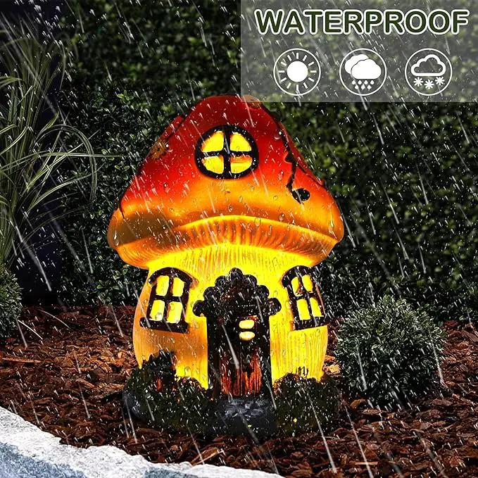 Attivolife Mushroom Fairy House Solar Light, Outdoor Home Garden Resin Statue Flickering LED Lamp, Lawn Porch Patio Yard Backyard Plant Decoration, Unique Gift for Women Mom Housewarming Birthday by GreenHaven Gardens