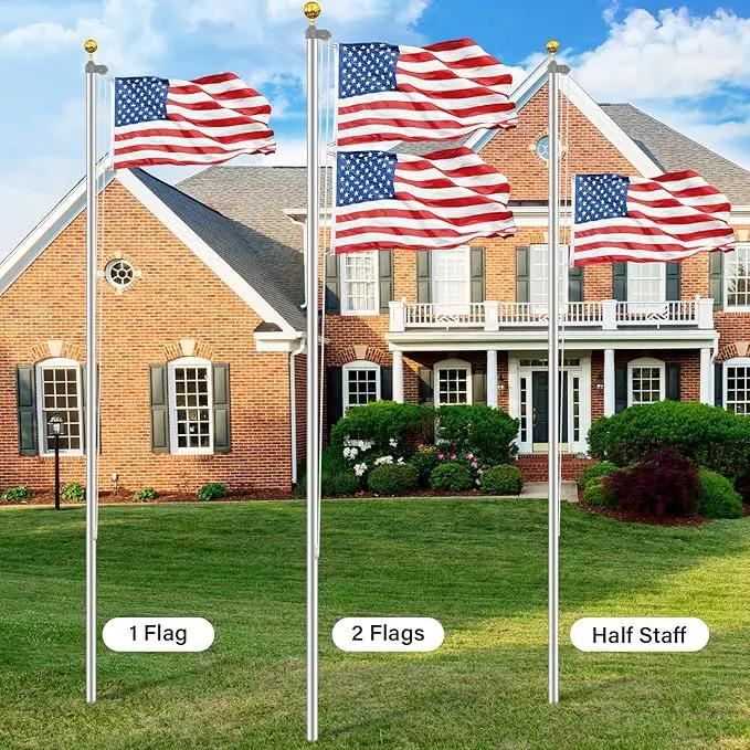 Flag Pole for Outside in Ground, 16FT Sectional Extra Thick Flagpole Kit, Heavy Duty Aluminum Outdoor Flag Poles with 3x5 American Flag for Yard, Garden, Residential or Commercial by GreenHaven Gardens