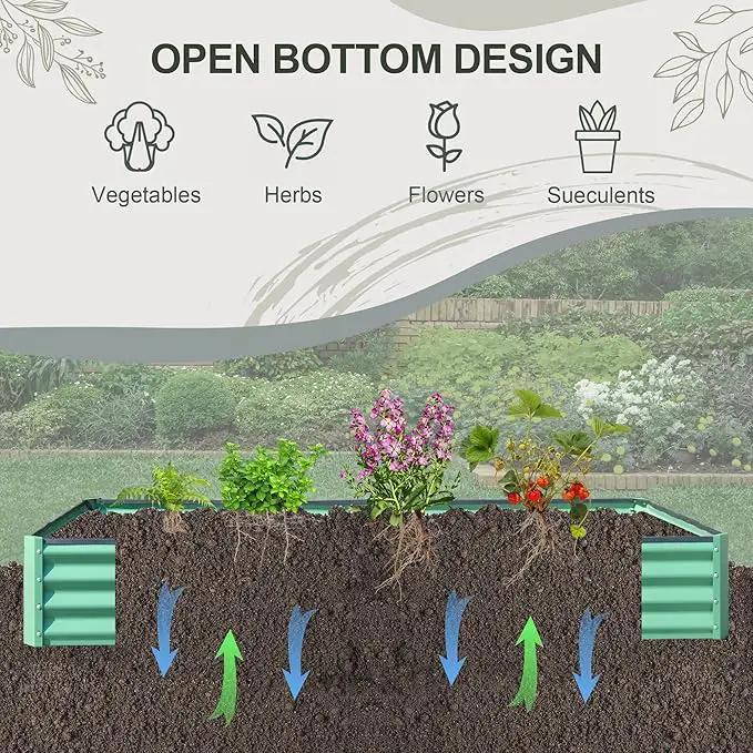 Domi Galvanized Raised Garden Bed, 6x3x1Ft Thickening Metal Planter Box for Vegetables Bottomless for Backyard Outdoor, 1" Deep w/ 128 Gallon Capacity - Green by GreenHaven Gardens