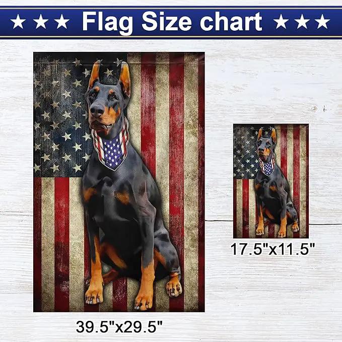 FLAGWIX American Flags - Doberman Pinscher Flag, 4th of July Decorations for Inside, Outside, Garden Flag (11.5" x 17.5") - USA House Garden Flags Premium Polyester, Decorative Outdoor Flags by GreenHaven Gardens