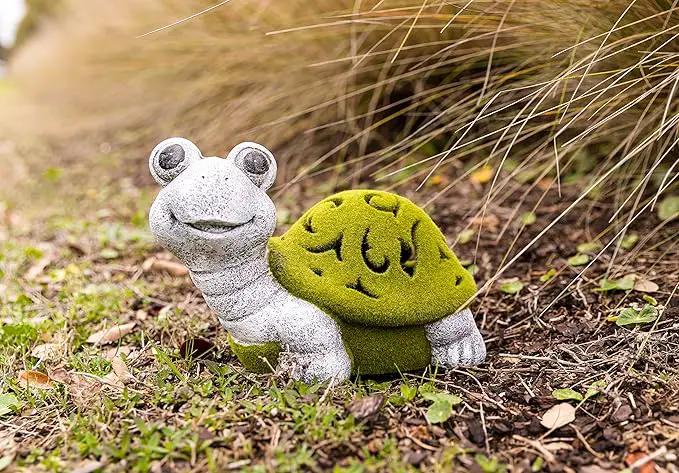 VP Home Lazy Turtle with Flocked Shell Solar Powered LED Outdoor Decor Garden Light - Great Addition for Your Garden, Solar Powered Light, Suitable for Outside Patio Lawn Gifts by GreenHaven Gardens