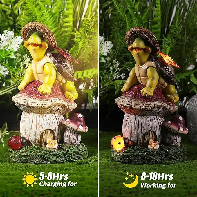 Turtle Figurine Garden Decor, Solar Turtle Outdoor Statue, Funny Turtle Gift Sculpture Decoration for Home Patio Yard Lawn Porch Ornament by GreenHaven Gardens