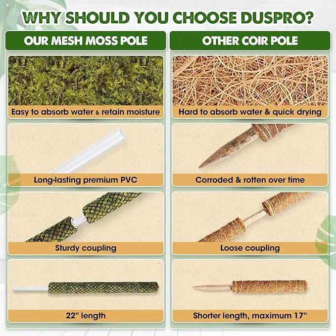 DUSPRO Stackable Mesh Moss Pole for Plants Monstera Potted Plant Stakes for Indoor Plants Extendable Plant Pole Moss Sticks for Plants Climbing Vine Supporting Monstera Trellis 2 Pcs 22'' by GreenHaven Gardens