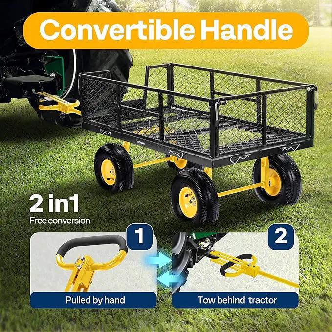 VIVOHOME Garden Cart Steel Heavy Duty 900 LBS Yard and Garden Wagon with 10 inch Tire and Handle Attach to ATV or Tractor Black by GreenHaven Gardens