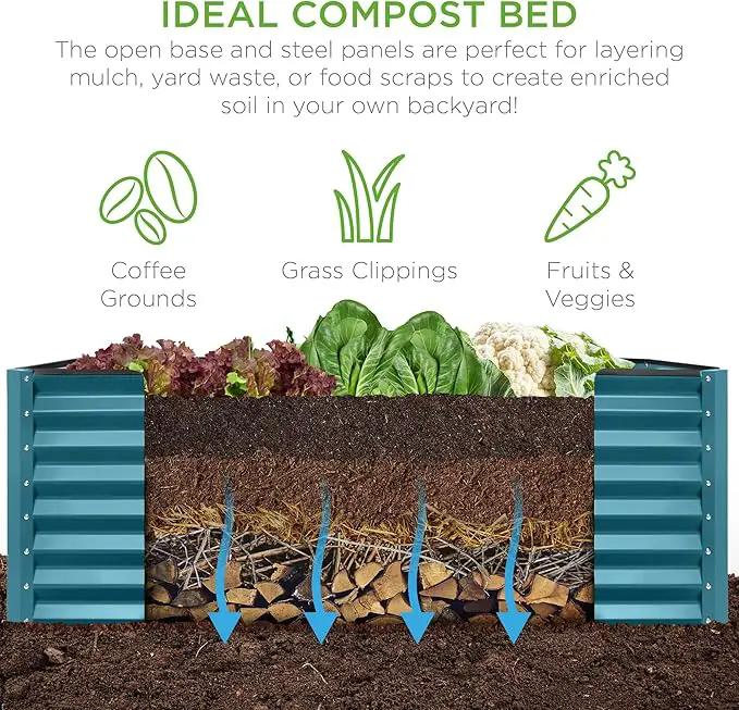 Best Choice Products 8x4x2ft Outdoor Metal Raised Garden Bed, Deep Root Planter Box for Vegetables, Flowers, Herbs, and Succulents w/ 478 Gallon Capacity - Peacock Blue by GreenHaven Gardens