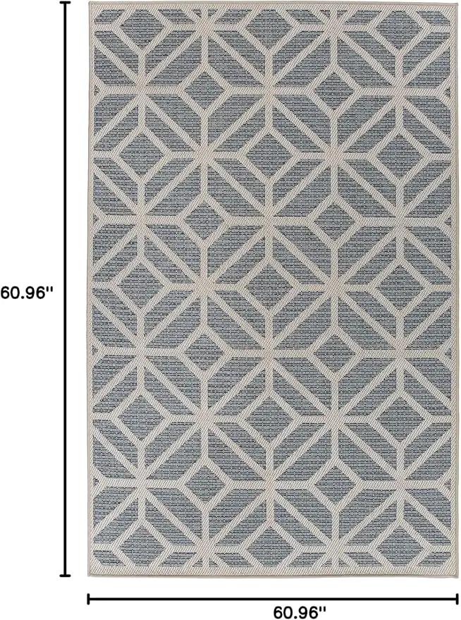 Rugshop Contemporary Geometric Design for Patio Rugs,Deck Rugs,Balcony Rugs Indoor/Outdoor Area Rug 5' x 7' Blue by GreenHaven Gardens