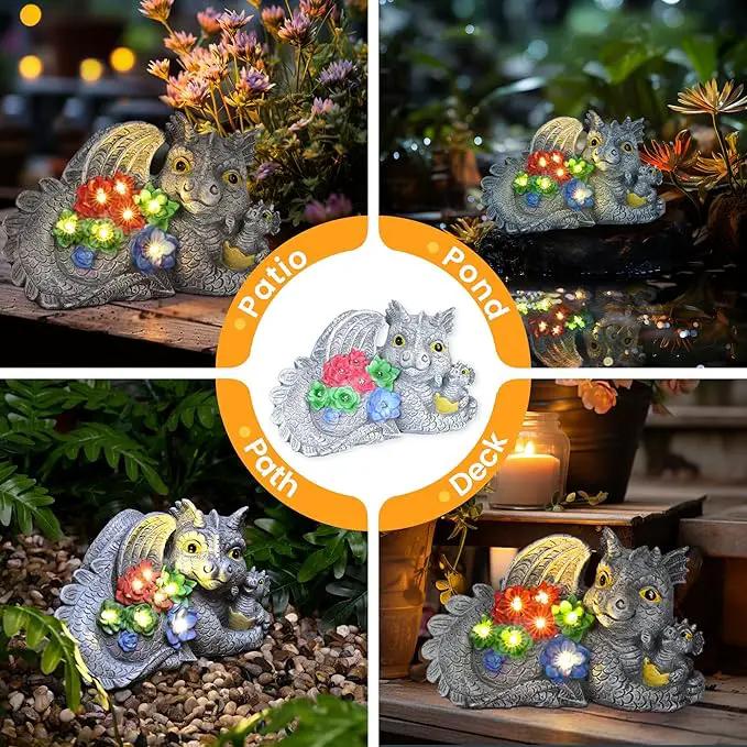 GIGALUMI Solar Garden Statues Dragon Statue Figurine Lights for Outside, Garden Decor Yard Decorations Outdoor for Mom, Women Housewarming Birthday Gifts by GreenHaven Gardens