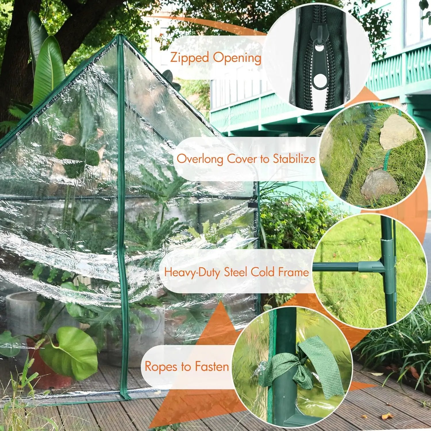Gardzen Mini Greenhouse Heavy Duty Portable Green House, Clear Tent Small Greenhouse for Indoor Outdoor Plants 36.2”(L) x53.3”(W) x66.1”(H) by GreenHaven Gardens