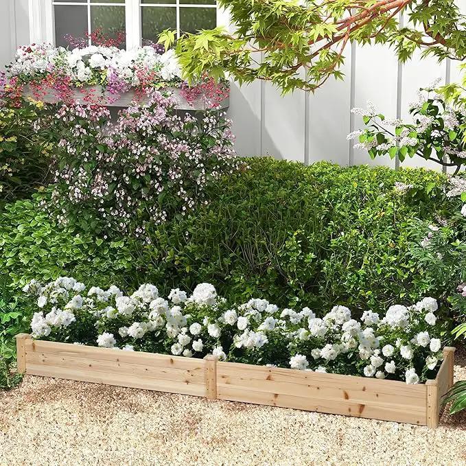 Crownland Outdoor Gardens 8 ft Raised Garden Bed Wooden Patio Raised Beds Backyard Elevated Planter Box Grow Vegetables Fruits Herb Yard Fast Easy Assembly by GreenHaven Gardens