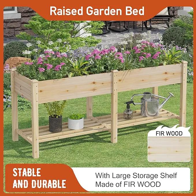 GHWIE Raised Garden Bed with Legs Elevated Wood Planter Box for Planting Vegetables Flowers Garden Patio Balcony Garden beds Outdoor with Liner by GreenHaven Gardens