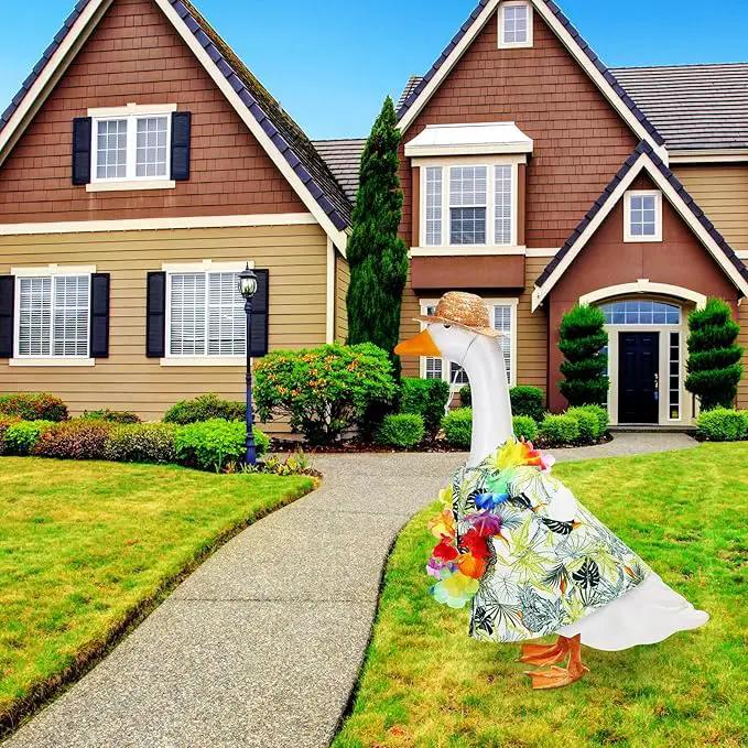 Goose Outfit Lawn Goose Porch Clothing Outfits for Yard Summer Luau 23'' Lawn Outdoor Decoration(Fresh Style) by GreenHaven Gardens
