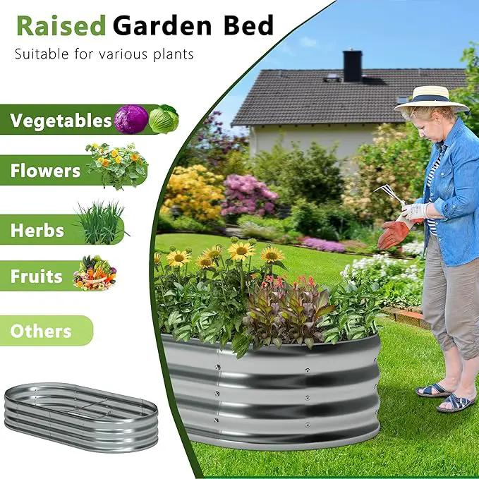 6x3x1ft(2 Pack) Oval Galvanized Raised Garden Bed,Outdoor Planter Box Metal Patio Kit Planting Bed for Vegetables Flowers and Succulents by GreenHaven Gardens