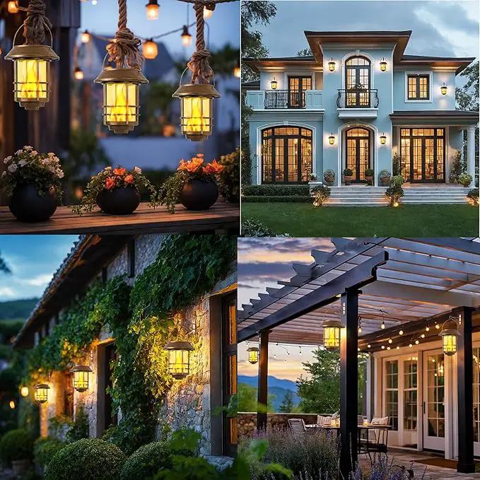 Otdair Solar Wall Lantern Outdoor, Flickering Flames Solar Sconce Lights Outdoor, Hanging Solar Lamps Wall Mount for Front Porch, Patio and Yard, 2 Pack, Yellow Bronze by GreenHaven Gardens
