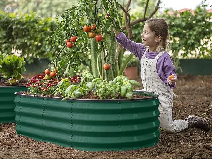Galvanized Raised Garden Beds Outdoor // 4×2×1 ft (2-Pack) Planter Raised Beds for Gardening, Vegetables, Flowers // Large Metal Garden Box (Dark Green) // Patented Tool-Free Design by GreenHaven Gardens