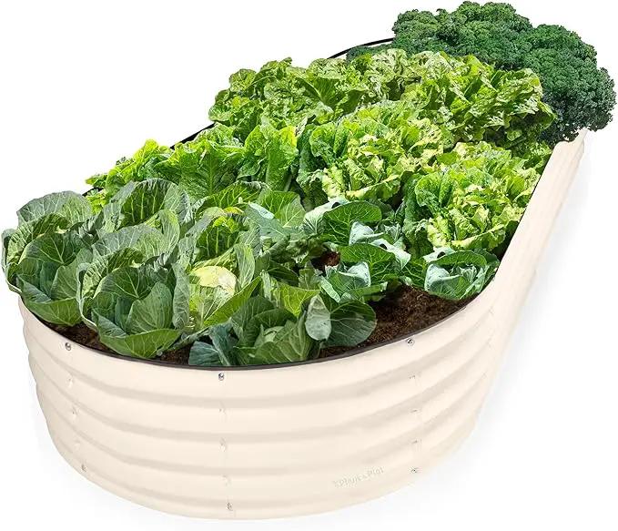 Galvanized Raised Garden Beds Outdoor // 8×4×1 ft Planter Raised Beds for Gardening, Vegetables, Flowers // Large Metal Garden Box // Patented Tool-Free Design (White) by GreenHaven Gardens