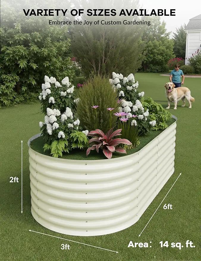6x3x2 ft Raised Garden Bed,Galvanized Raised Planter Boxes Outdoor with Easy Assembly, Large Garden Bed for Vegetables, Fruits, Flower,Raised Garden Bed,Beige by GreenHaven Gardens