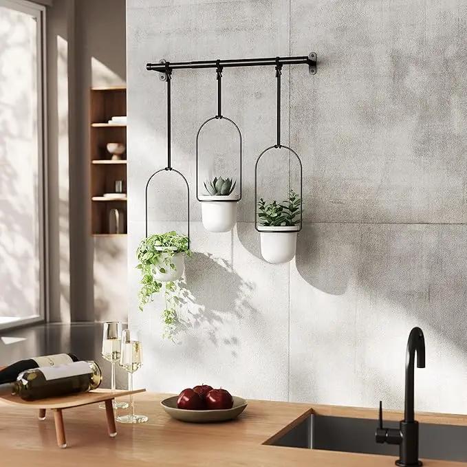 Umbra Triflora Hanging Planter for Window, Indoor Herb Garden, Set of 3, White/Black by GreenHaven Gardens