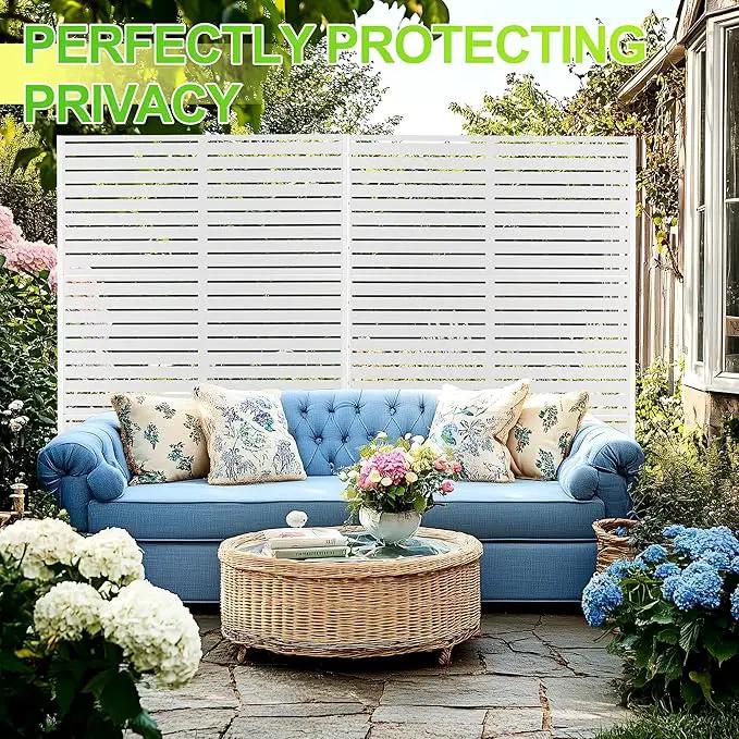 Outdoor Privacy Screen,72" H×47" W Metal Privacy Screen, Freestanding Privacy Fence Panels for Patio by GreenHaven Gardens