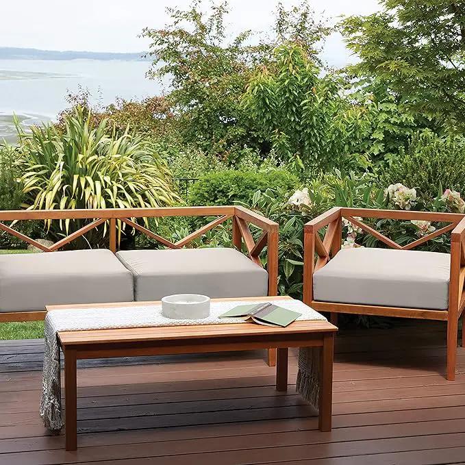 Classic Accessories Ravenna Water-Resistant 21 x 21 x 3 Inch Patio Seat Cushion, Mushroom, Chair Seat Cushion by GreenHaven Gardens