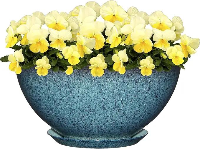Classic Home and Garden Premiere Collection Planter, Rosie 10", Indigo Speckle by GreenHaven Gardens