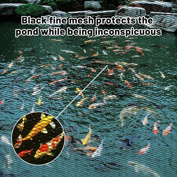 Rainleaf Pond Netting, 14' x 20' Pond Net Cover, Koi Pond Netting for Leaves, Heavy Duty Koi Pond Net Protecting Koi Fish from Herons, Stakes Included, Snare Nets by GreenHaven Gardens