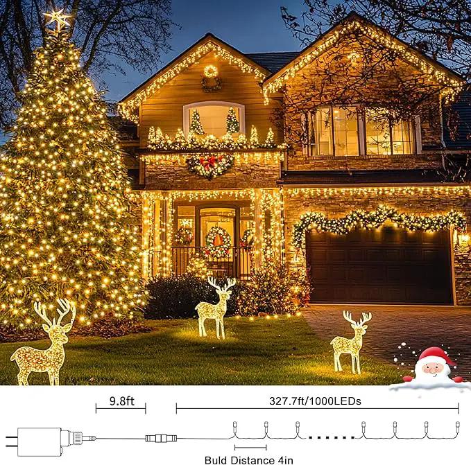 JMEXSUSS 1000LED Green Wire String Lights Warm White by GreenHaven Gardens