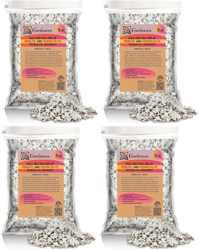 Half and Half Mix of Perlite and Vermiculite - 20 Quart - Unlock The Secret to Thriving Plants with a Natural Soil Amendment (4 Bags of 5 Quart) by GreenHaven Gardens