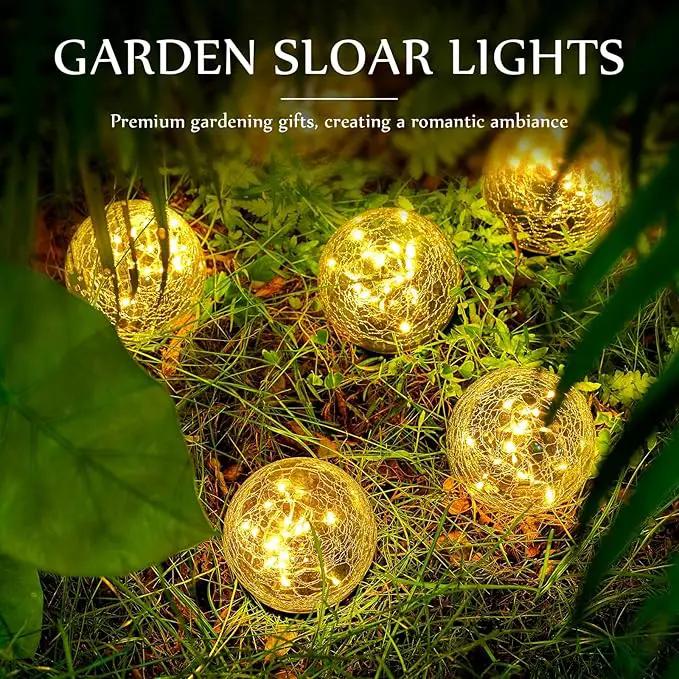 Honoson 3.9 Inch Solar Globe Lights Outdoor Waterproof, Solar Balls for Garden Cracked Glass Ball, Ground Landscape Garden Decor for Patio and Yard Lawn Backyard (8 Pieces) by GreenHaven Gardens