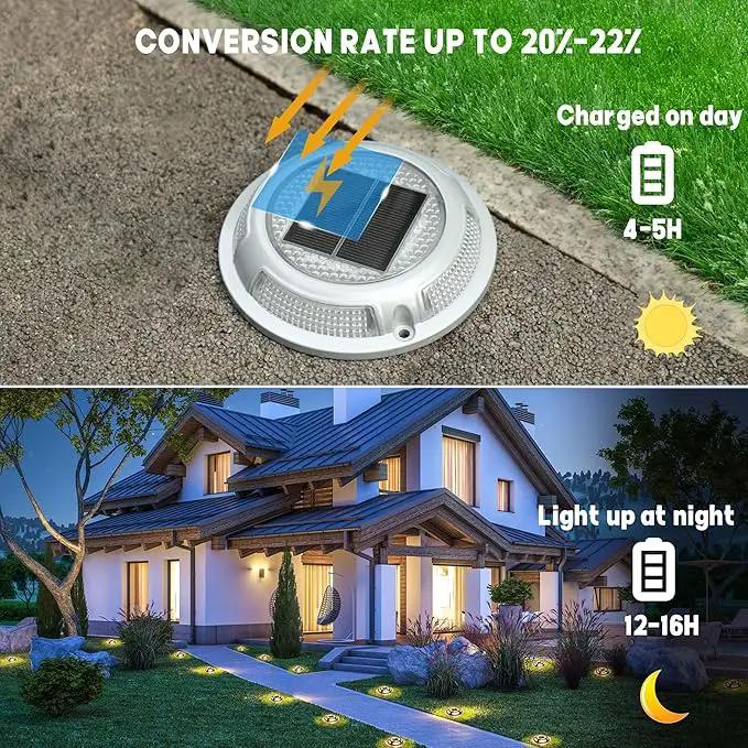 Solar Driveway Lights Outdoor - Solar Deck Lights 4PCS LED Decks Dock Marine Waterproof Driveways Marker lamp for Driveway Sidewalk Garden(Cool White/Warm White) by GreenHaven Gardens