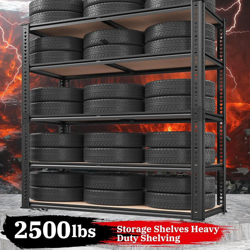 REIBII 2500LBS Garage Shelving Heavy Duty 72''H Storage Shelves 40" W Heavy Duty 5 Tier Metal Shelves Adjustable Pantry Shelf for Closet Pantry Basement Kitchen Warehouse 72" H x 40" W x 20" D, 2 Pack by GreenHaven Gardens