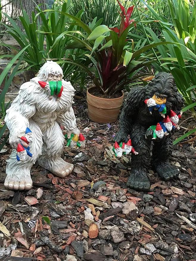 GlitZGlam Large Miniature Bigfoot and Gnomes for Fairy Garden. A Large Gnome Figurine (13 inch High) and Fairy Garden Accessory by GreenHaven Gardens