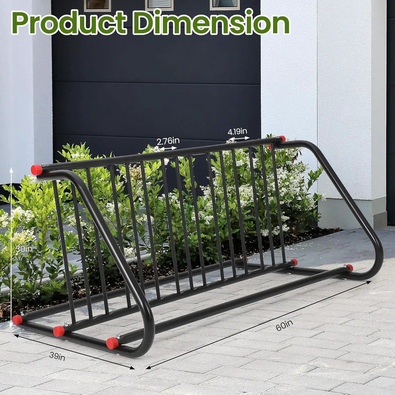 10 Holders Commercial Grid Bike Racks, 60" Length Outdoor Bike Rack, Powder Coated Steel Floor Bike Rack for Garages, Stores, Schools & Universities by GreenHaven Gardens