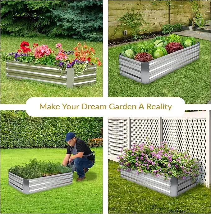 Sunnydaze Galvanized Raised Garden Bed - Metal Raised Bed for Gardening - Outdoor Planter Box for Flowers, Plants, and Vegetables - Silver - 48" W x 24" D x 12" H Rectangle by GreenHaven Gardens