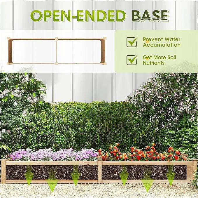 Crownland Outdoor Gardens 8 ft Raised Garden Bed Wooden Patio Raised Beds Backyard Elevated Planter Box Grow Vegetables Fruits Herb Yard Fast Easy Assembly by GreenHaven Gardens