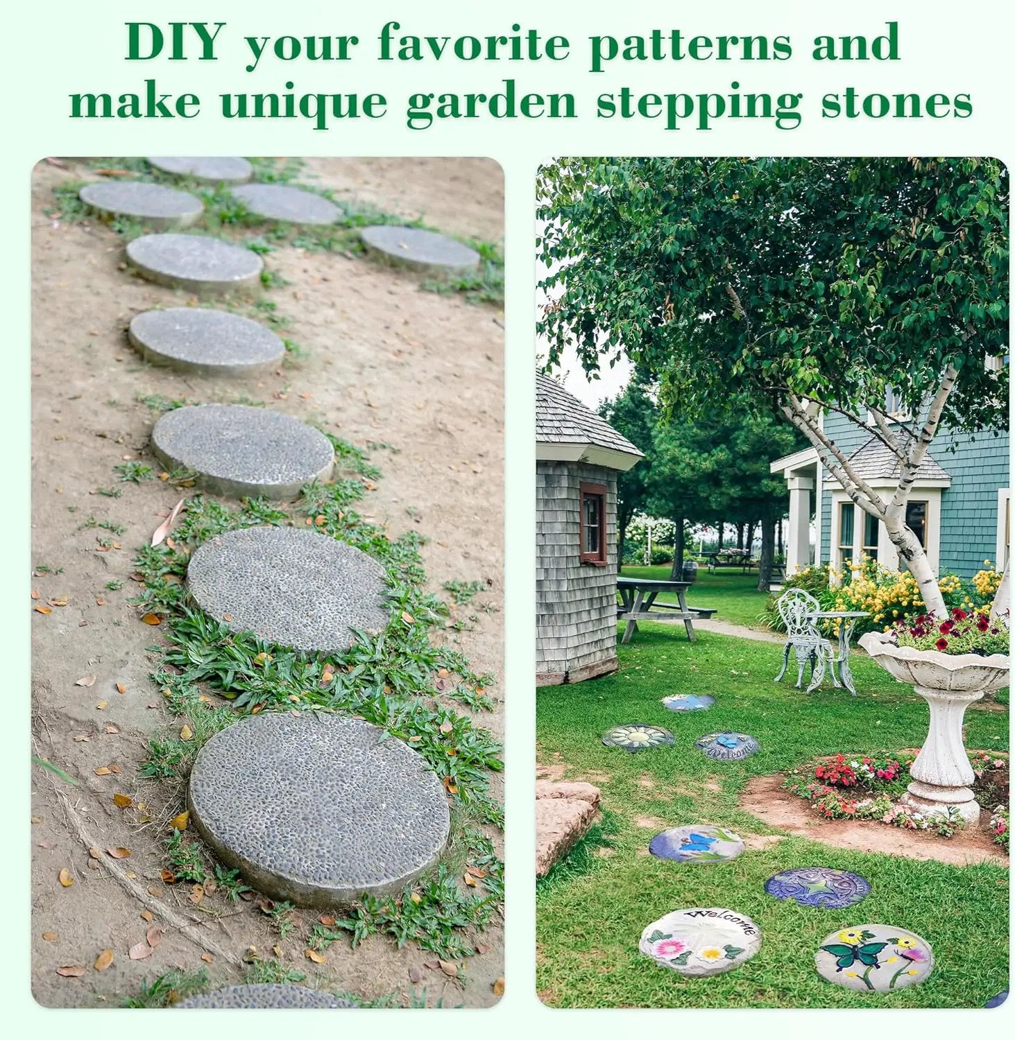 U0U 3 Size Round Stepping Stone Mold,10" 11.4" 12.6" Cement Molds for Concrete,White Plastic Concrete Molds for Casting Garden Pathmate Pavement Precast and Forms Walkway by GreenHaven Gardens