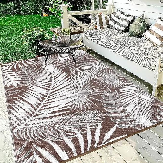 HiiARug Outdoor Rug 6x9Ft Outdoor Plastic Straw Rug Waterproof Outdoor Rugs for Patios Clearance Large Reversible Patio Mat Outdoor Area Rug for Patios Deck Beach RV Camper Backyard,Brown&White by GreenHaven Gardens