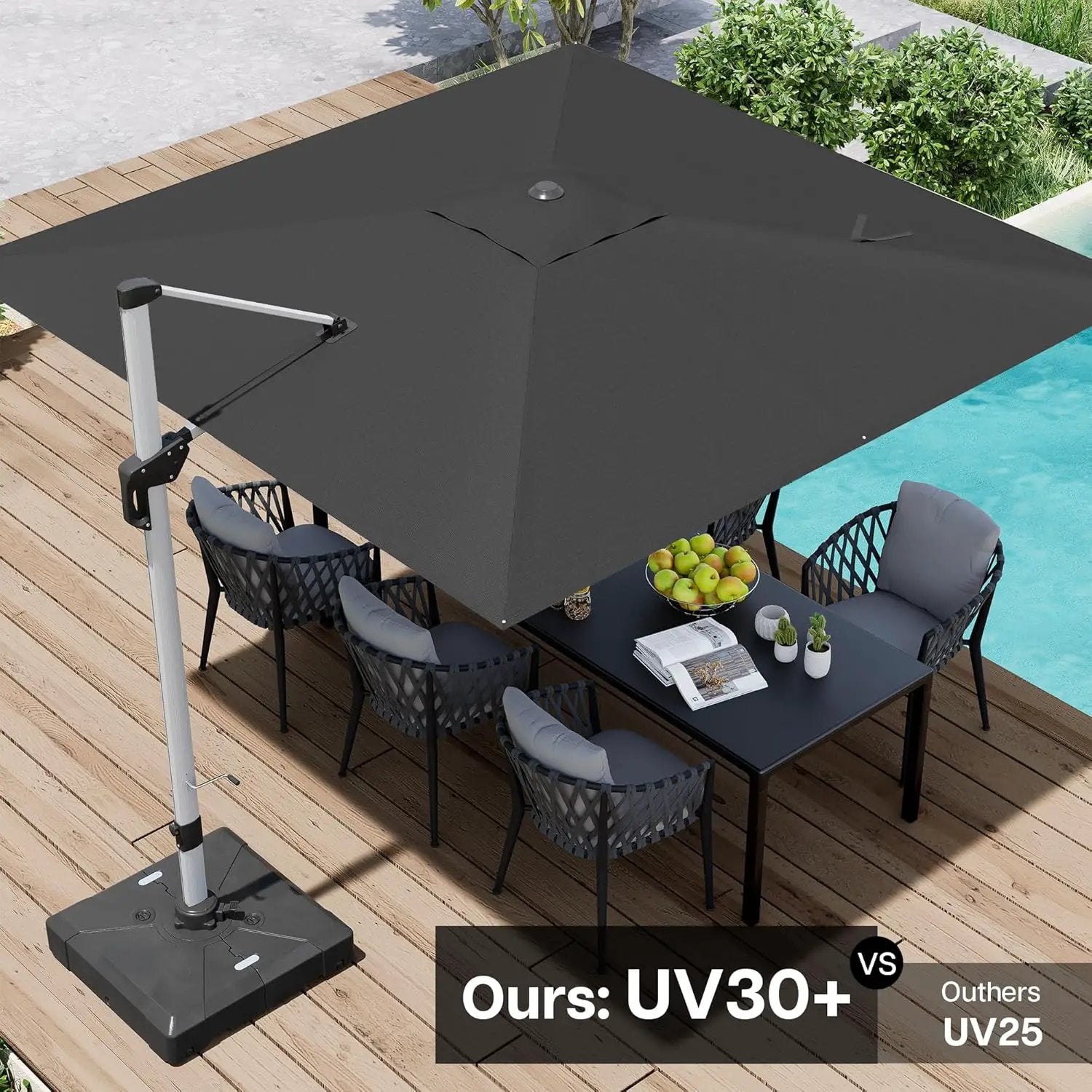 Patio Umbrella, 10FT Outdoor Cantilever Umbrella with 360-degree Rotation for Garden, Deck, Backyard, Pool and Beach, Grey by GreenHaven Gardens