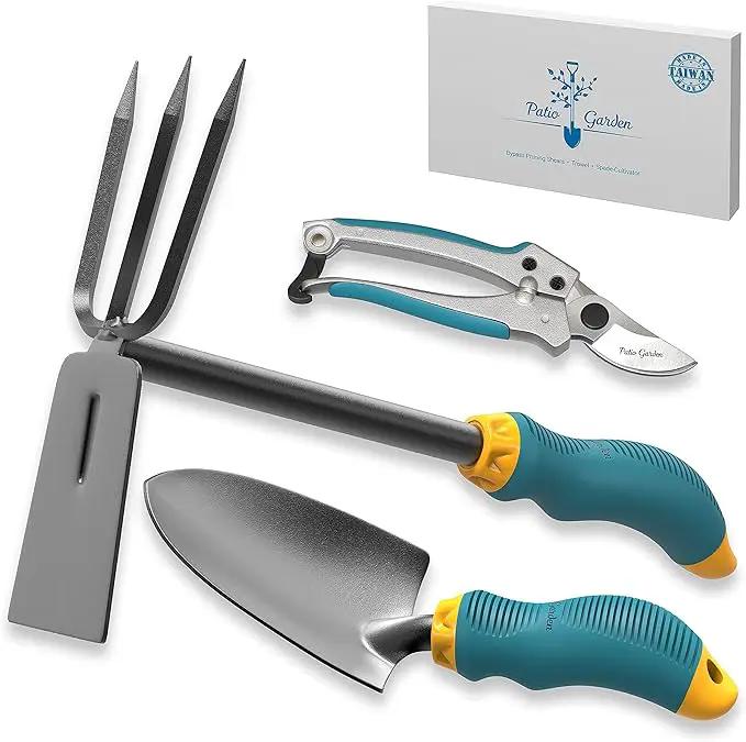 Gardening Tools Set from Alloy Steel - Heavy Duty Garden Tool Set with Light & Rubber Non-Slip Handle - Gardening Tool Kit - Ergonomic Garden Hand Tools - Gardening Gifts for Men and Women by GreenHaven Gardens