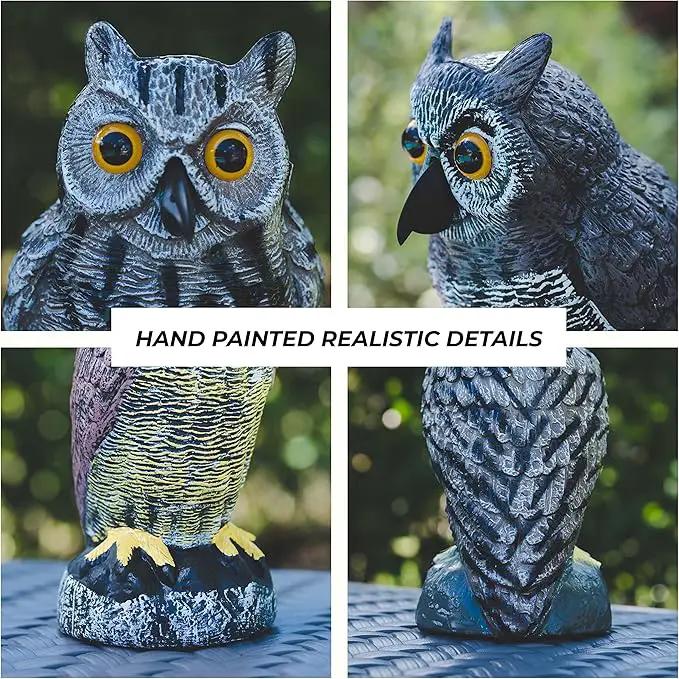 Galashield Owl Decoys to Scare Birds Away | Plastic Owls to Scare Birds Away | Owl Statue for Garden & Outdoors [Set of 3] by GreenHaven Gardens