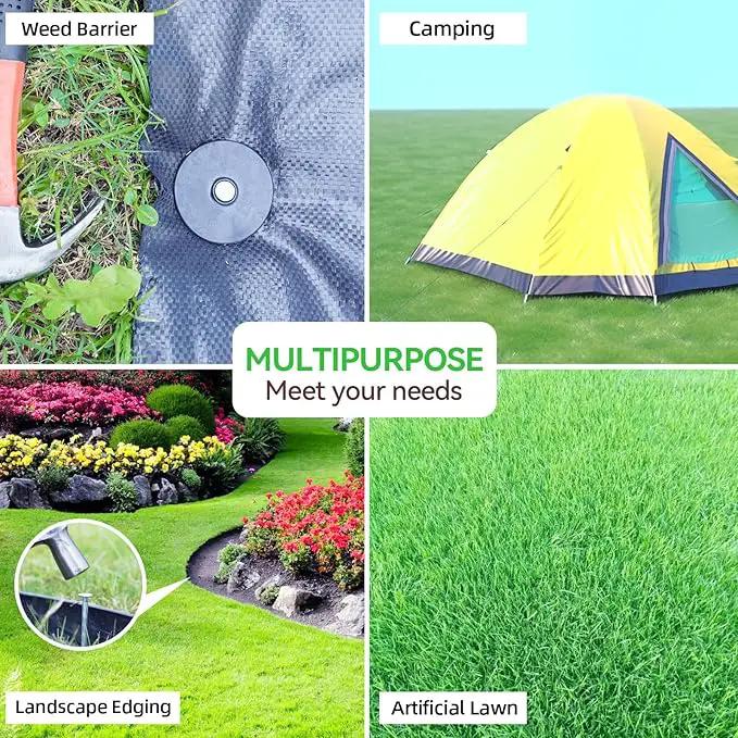 100 Pack Landscape Stakes with Gasket Caps - 6.3 Inch Heavy-Duty Galvanized Steel Garden Spikes are Used to Fixing Weed Barrier, Artificial Lawn, Patio Rug, Etc by GreenHaven Gardens