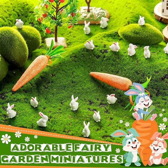 Marsui 100 Pcs Bunny Miniatures Figurines Rabbit Miniature Accessories Easter Garden Landscape Garden Rabbit for Easter Garden Accessories Dollhouses Decoration(Classic Rabbit) by GreenHaven Gardens