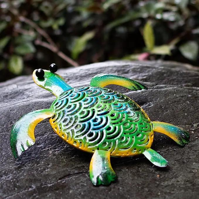 Natelf Solar Powered Turtle Statue Outdoor Decor Metal Animal Yard Art Waterproof Outdoor Sculptures for Patio, Yard, Balcony, Yard Ornament - Unique Housewarming Gifts by GreenHaven Gardens