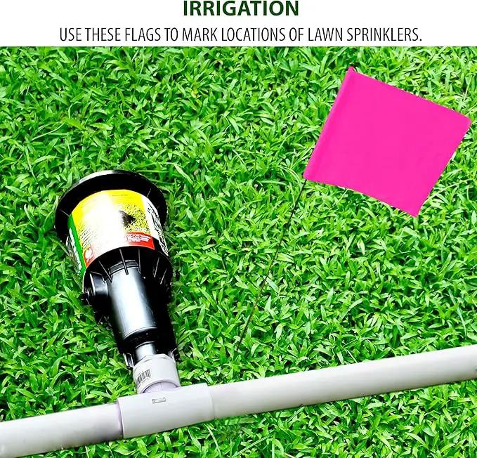 Pink Marking Flags 1000 Pack - 4x5x15 Inch Pink Flags for Yard - Markers For Lawn, Irrigation, Landscaping, Survey & Sprinkler Head Marking by GreenHaven Gardens