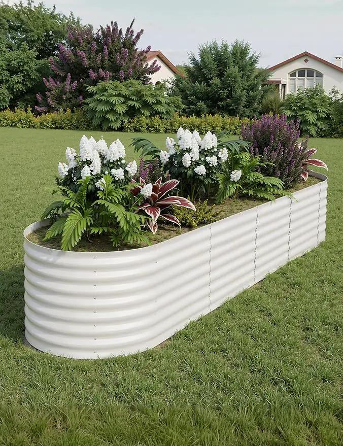 8x2x2ft Raised Garden Bed,Galvanized Raised Planter Boxes Outdoor with Easy Assembly, Large Garden Bed for Vegetables, Fruits, Flower,Raised Garden Bed,Beige by GreenHaven Gardens